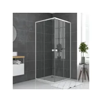 paroi porte de douche carrée blanc extensible 77 à 90cm de largeur - verre transparent - whity