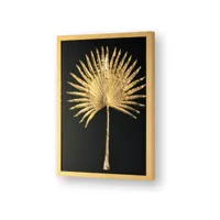 tableau rectangulaire motif branche dorée bois et verre elia
