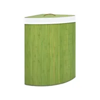 panier à linge d'angle bambou vert 60 l