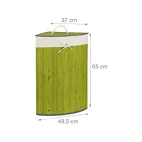 panier corbeille à linge pliant pliable avec sac triangle 65 cm bambou vert helloshop26 13_0001902_7