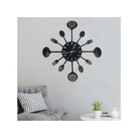 vidaxl horloge murale et cuillère avec fourchette noir 40 cm aluminium