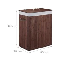 panier corbeille à linge 2 compartiments avec sac 95 litres bambou marron helloshop26 13_0001904