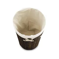 panier corbeille à linge pliable pliant avec sac coton 80 litres bambou rond marron helloshop26 13_0001906
