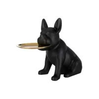 paris prix - statuette déco bulldog plateau 56cm noir