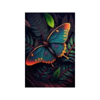 tableau sur verre synthétique papillon néon 80x120 cm 639818