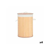 panier à linge naturel métal bambou bois mdf 48 l 37 x 50 x 37 cm (4 unités)