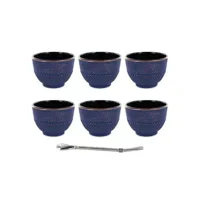 6 tasses en fonte violettes 15 cl + paille inox avec filtre #kits