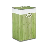 panier corbeille à linge rectangle avec sac coton 65,5 cm bambou vert helloshop26 13_0001905_9
