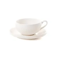tasse à thé et sous tasse pétale blanc (lot de 6)