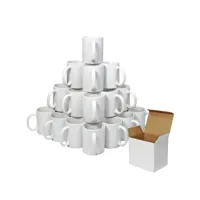 pixmax - 36 tasses blanches personnalisables revêtues en polymère avec boites en carton pour impression en sublimation 10609