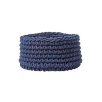 homescapes petit panier rond tressé en tricot bleu marine - 37 x 21 cm sf2009a