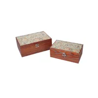 boîte en bois 1-2 vert avec bord marron 24x16h9,3 cm