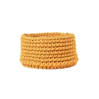 homescapes petit panier rond tressé en tricot jaune - 37 x 21 cm sf1371a