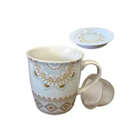 vaisselle faye mug avec infuseur formes géométriques - en céramique et métal - h. 10 cm - d. 8.5 cm