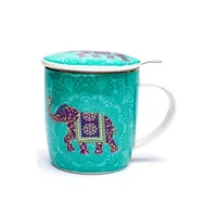 tasse et mugs phoenix import - mug avec infuseur métal eléphant - hauteur 9.5 cm