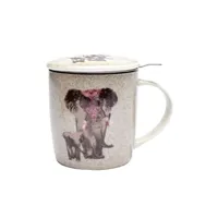 tasse et mugs phoenix import - mug en pocelaine avec infuseur métal 2 eléphants