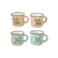 tasse et mugs enesco - set expresso 4 tasses colorées - paris en céramique - hauteur 5 cm - diamètre 5.5 cm