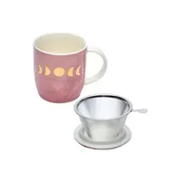 tasse et mugs phoenix import mug en porcelaine avec infuseur en métal phases de lune - hauteur 9.5 cm