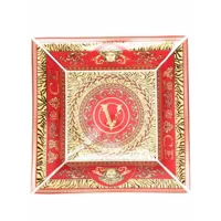 versace assiette carrée virtus holiday 28 cm - rouge