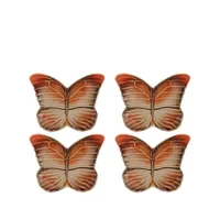 bordallo pinheiro lot de quatre assiettes cloudy butterflies - orange
