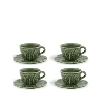 bordallo pinheiro lot de quatre tasses à café couve - vert