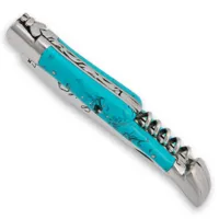 couteau laguiole en turquoise avec tire-bouchon