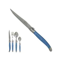 couteau bleu canard artisanal "je crée ma table", laguiole made in france