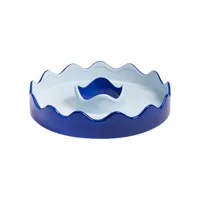 & klevering - plat de service wiggle en céramique, grès couleur bleu 32 x 6 cm made in design