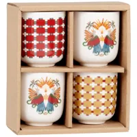 coffrets tasses (x4) en grès motifs multicolores