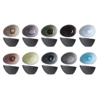 lot de 10 bols ovales en grès, multicolore, 10,5x8xh6 cm