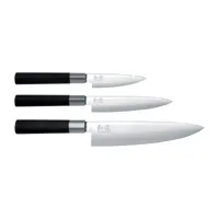 kai ensemble de couteau de cuisine & 2 couteaux universels kai wasabi black 3 pièces