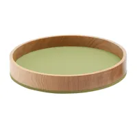 hey-sign - bol en bois bowl m - feutre vert pistache/épaisseur de feutre 5mm/h 4.5cm / ø 26.5cm/chêne massif huilé