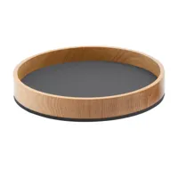 hey-sign - bol en bois bowl m - feutre gris colombe/épaisseur de feutre 5mm/h 4.5cm / ø 26.5cm/chêne massif huilé