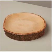 assiette en bois de manguier avec bord en écorce, be home grand modèle - be home
