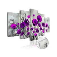 paris prix - tableau sur verre acrylique meadow : purple poppies 100 x 200 cm
