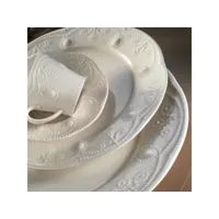 set vaisselle service dîner 24 pièces murrina porcelaine fond blanc et motif forme de perle