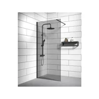 paroi de douche rizani - 100 x 200 cm - badplaats - verre teinté - noir