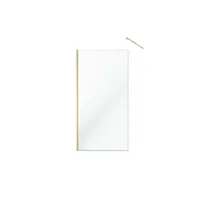 pack paroi de douche 100x200cm verre transparent - barre de fixation extensible et profil or brossé