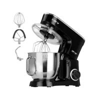 robot pâtissier boulangerie cuisine ménager multifonction bol 6,5 l, 6 vitesses, mpm, mrk-19, 2200, noir - inox