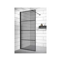 paroi de douche essos - 90 x 200 cm - badplaats - verre teinté noir - 8 mm verre
