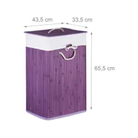 panier corbeille à linge rectangle avec sac coton 65,5 cm bambou violet helloshop26 13_0001905_10