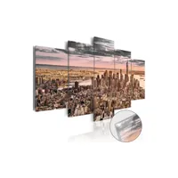 tableau sur verre acrylique - new york city: morning sky [glass]-200x100 a1-acrylglasbild332