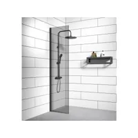 paroi de douche rizani - 40 x 200 cm - badplaats - verre teinté - noir