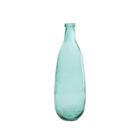 vase bouteille en verre azur 25x25x75 cm