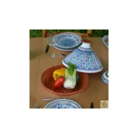 service tajine assiettes creuses bakir turquoise - 6 pers