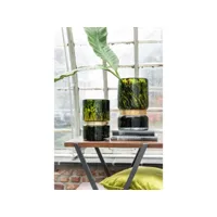 vase tacheté avec bague or en verre vert 16x16x24 cm