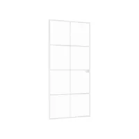 vidaxl porte d'intérieur blanc 93x201,5 cm trempé verre aluminium fin