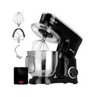 robot pâtissier boulangerie cuisine ménager multifonction bol 6,5 l, 6 vitesses, mpm, mrk-19b, 2200, noir - inox