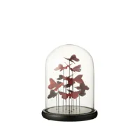 cloche papillons verre rouge/burgundy large