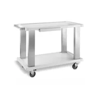 chariot cubic ® en bois et aluminium 2 plateaux - pujadas - blanc - dm laquée et aluminium
